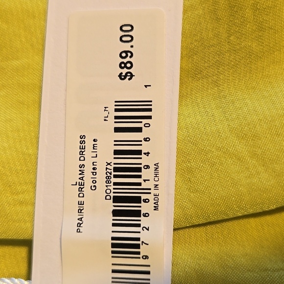 Steve Madden Prairie Dreams Golden Lime Ruffled Mini Dress Size L - Picture 8 of 13